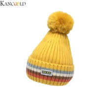 ACCGLORY, Женская пара, шапка, осень и зима, толстая, с нашивкой, с буквенным принтом, смешанные цвета, вязаная шапка для девочки, Bean, шапка для мальчика, теплая зимняя шапка