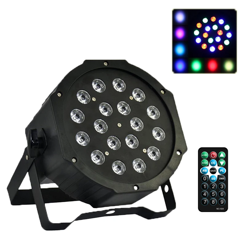 Плоский светодиодный светильник Par 18x0 5 Вт RGB для смешивания цветов DJ освещение
