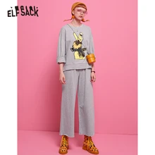 ELFSACK футболка с мультяшным принтом и широкие штаны для женщин