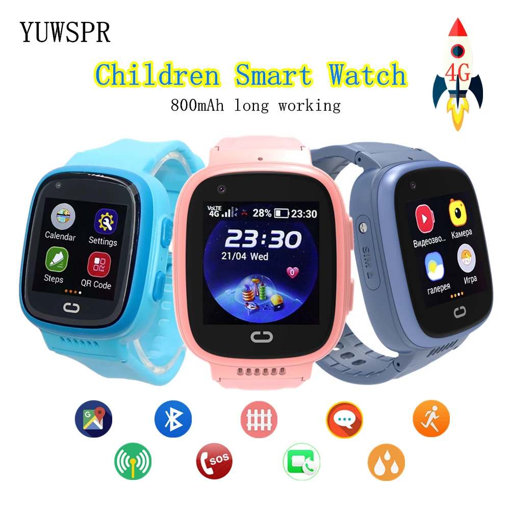 800mAh 4G Children GPS Smart Watches Support Hebrew GPS LBS WIFI Location Waterproof Video Call Kids Tracker Smart Clock LT08