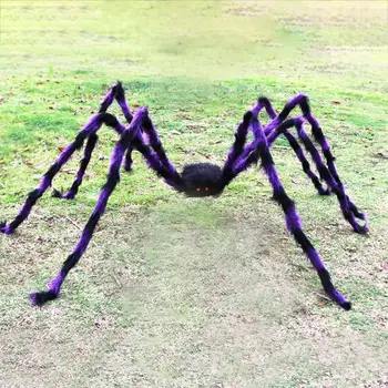 

200CM Halloween Giant Spider, Halloween Hairy Spider Scary Fake Large Spider for Outdoor Decorations Scary Plush Spider Props