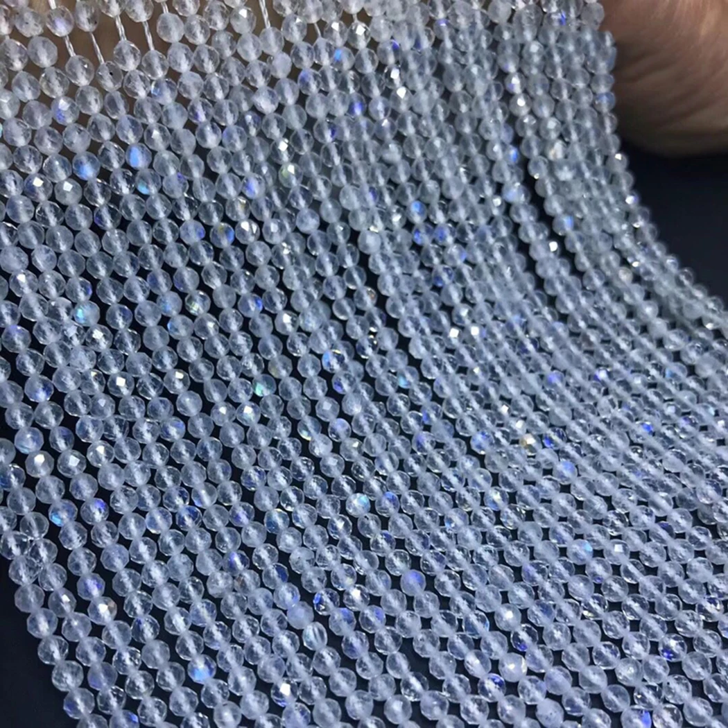 Moonstone 2 мм 3 мм 4 мм 5 мм бусы с натуральными драгоценными камнями гранулы круглые для изготовления украшений ожерелья серьги браслет 15 дюймов ICNWAY