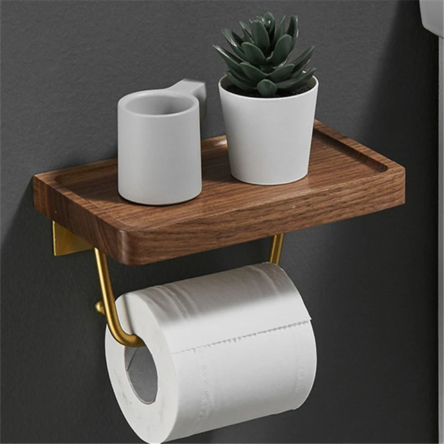 Porte-Papier Toilette Bois avec pour Étagère, Porte-Papier