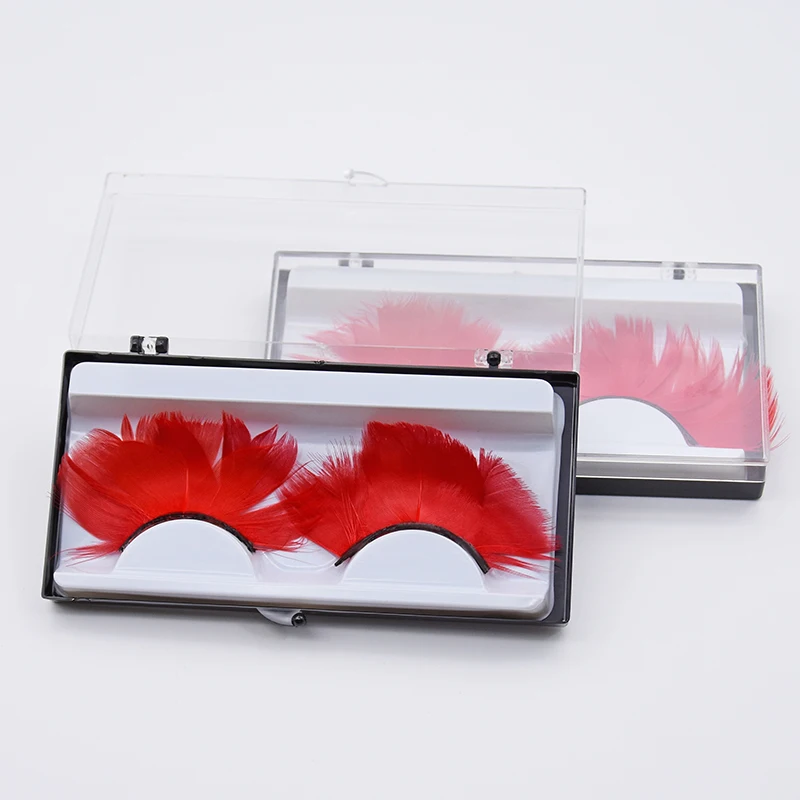 Great red exaggerated eyelash feathers creative eyelash drama makeup stage T exaggerated false eyelashes