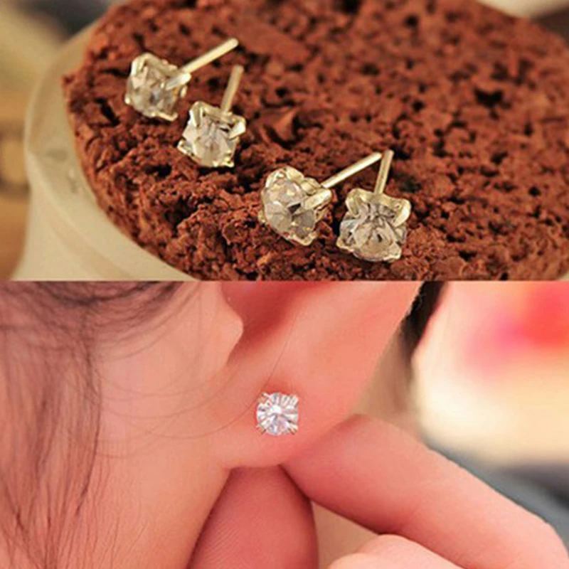 Cute Alloy Zircon Shiny Earrings for Ladies and Men Wedding Engagement Banquet Fashion Jewelry Gifts Stud | Украшения и