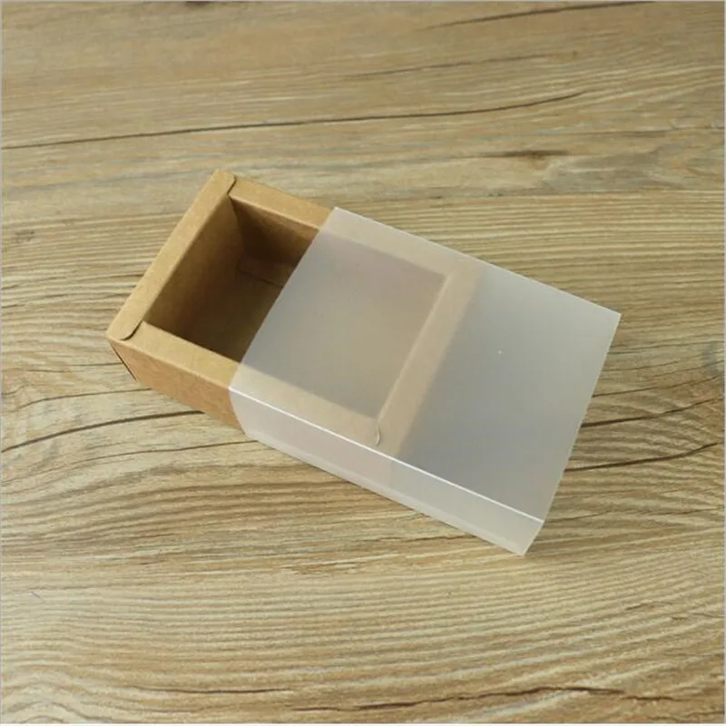 Прозрачная бумажная коробка для упаковки ящик Стиль Подарочная коробка с матовым рукавом черный крафт упаковочная коробка 10 шт