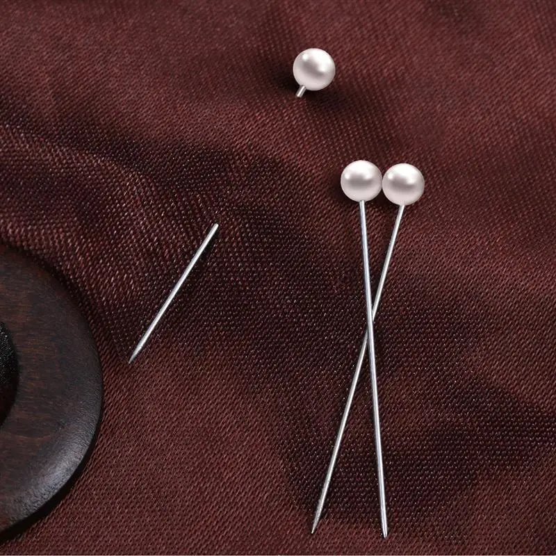ULTNICE 100pcs Pearl Head Pins DIY Apparel Sewing Push Pins Map Tacks Head Pins for Office Home Crafts Fabric Marking