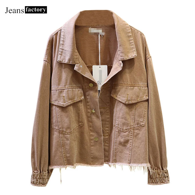 

Spring Autumn Female Long Sleeve Khaki Green Single-breasted Korean Style Washed Denim Jacket Casual Basic Coat Women Clothes