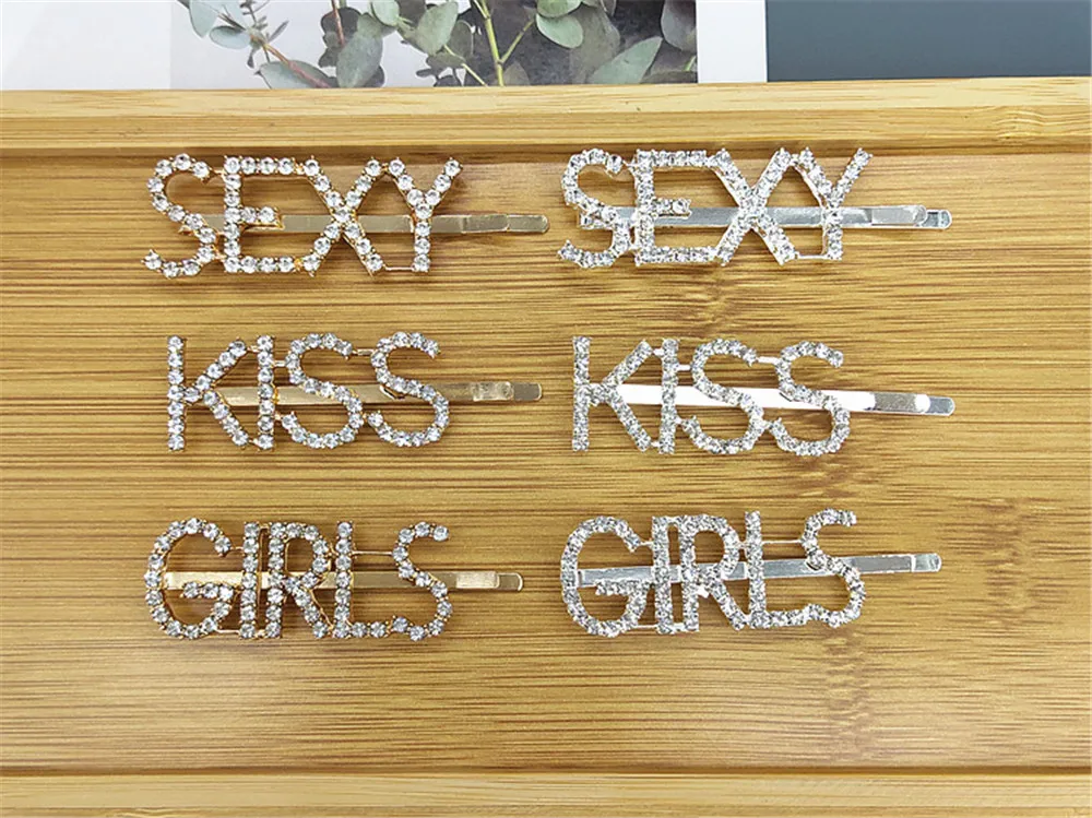 2PCS Shining SWEET LOVE SEXY Letter Hairpins Diamond Barrette Hair Clips For Girls Styling Tool Hairgrip Women Hair Accessories (11)