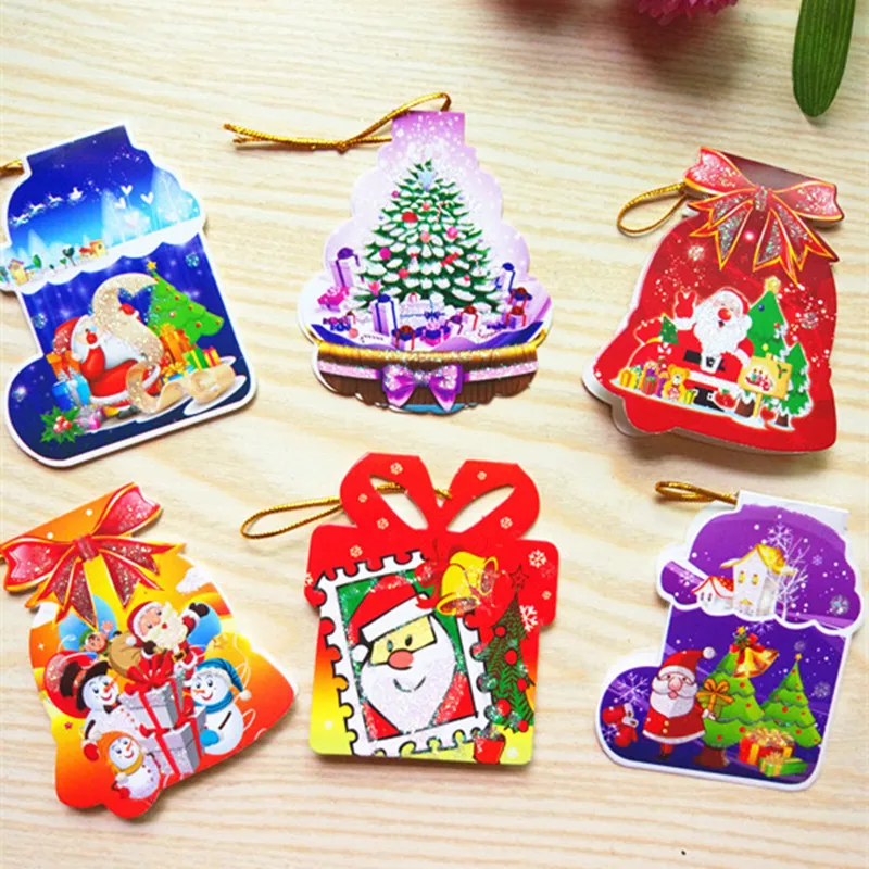 

free shipping 100PCS Mini Cartoon Santa Bear Christmas Greeting Cards Gift Message Postcard bussines cardchrismas
