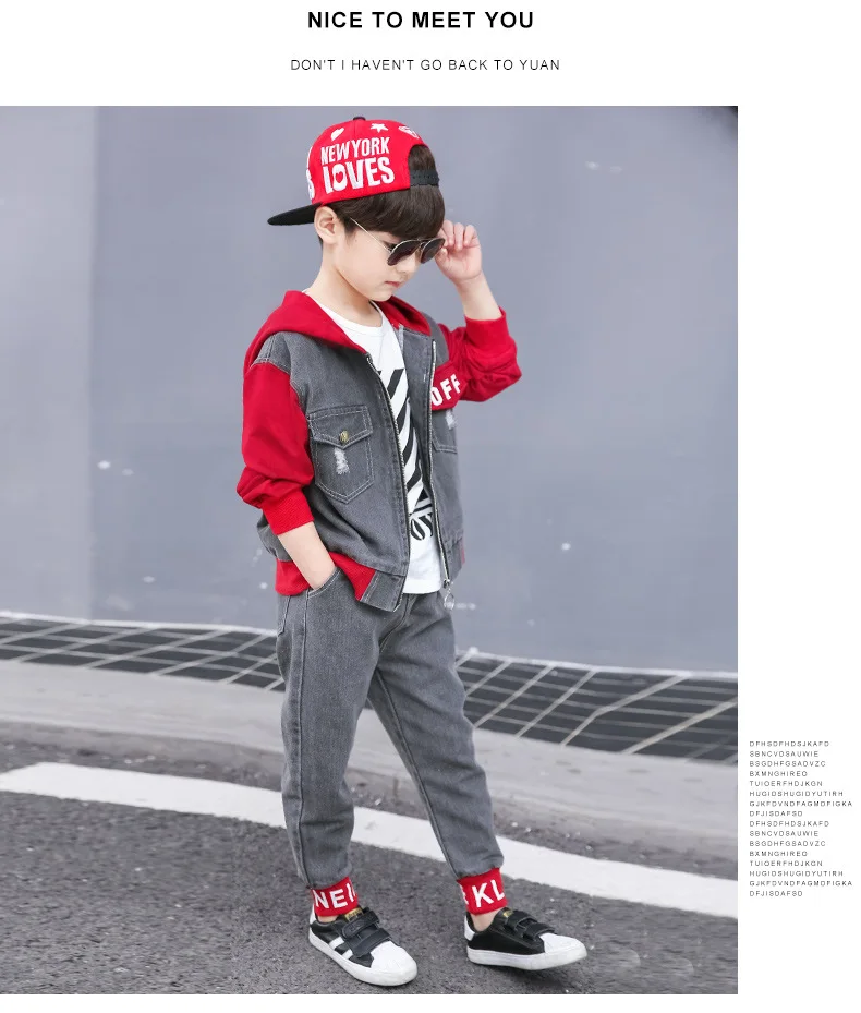 Boy's Autumn Outfit Suits the new Brim Child Handsome Boy Cuhk Children Fall Cowboy Outfit