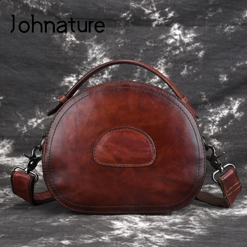 Женские сумочки ручной работы Johnature из натуральной воловьей кожи в стиле ретро с