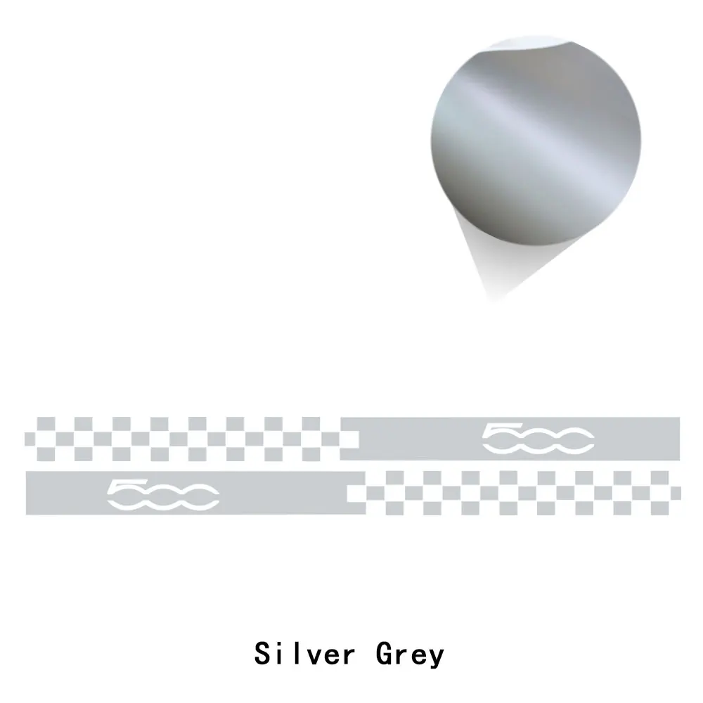 silvergray 2 шт. двери боковые полосы юбка наклейка автомобиля Стайлинг кузова Графика Наклейка для Fiat 500 Abarth аксессуары - Название цвета: silvergray