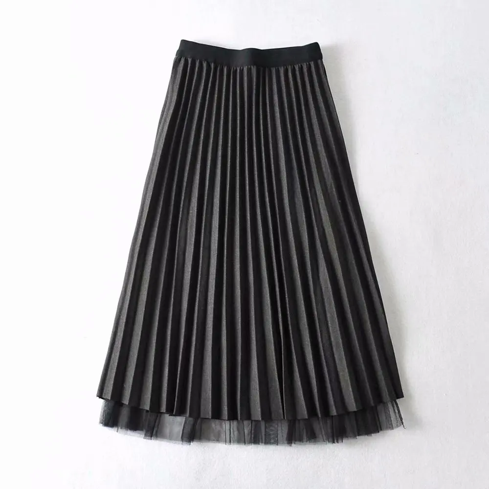 

One's Cut the Tag off Best-selling Imitation Goods Low Price High-waisted Woolen Gauze Pleated Skirt Entity