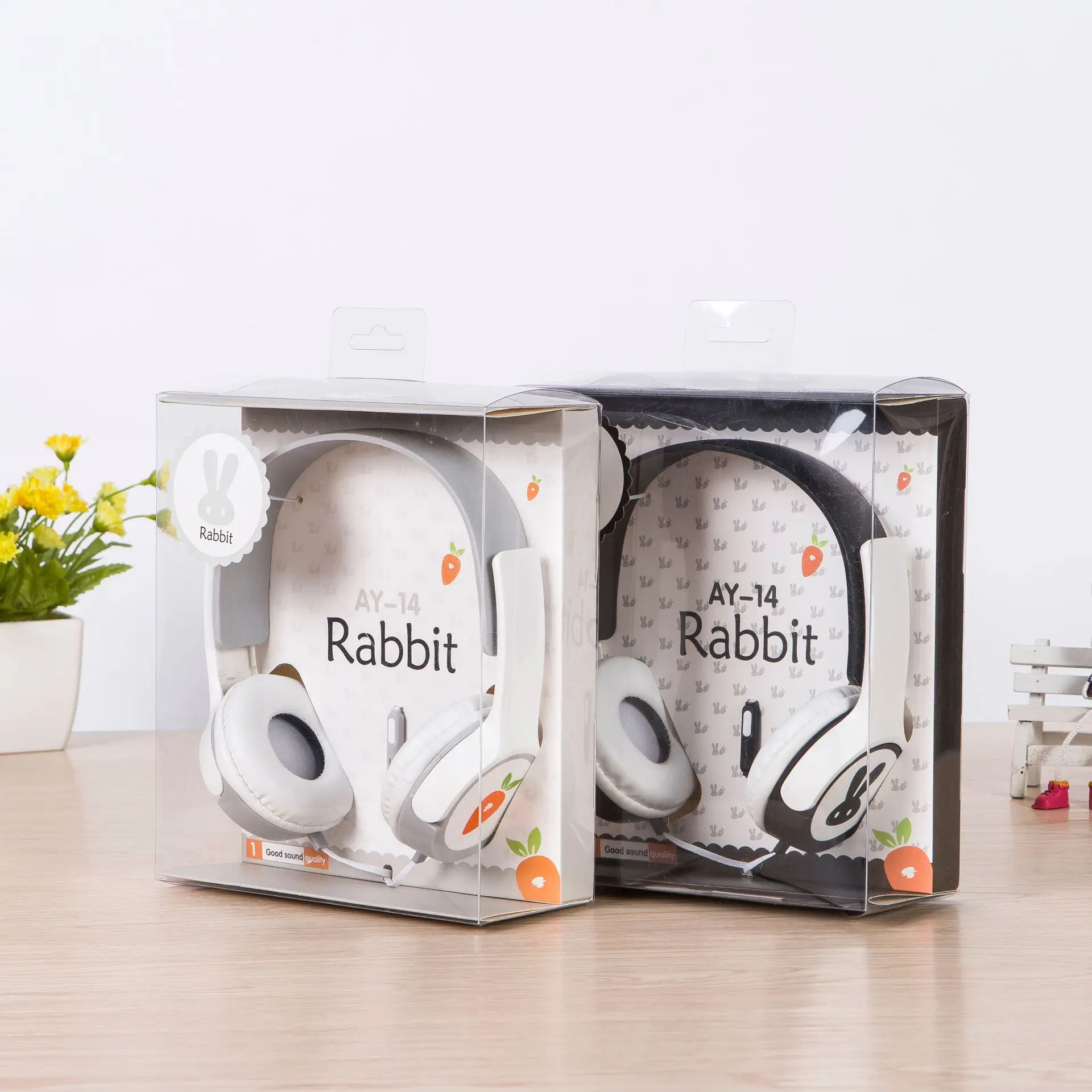 Cartoon Headphone for Kids Children Rabbit Stereo Wired Headsets Stereo Gaming Earphone for PC Phone with Mic Girls Boys Gift