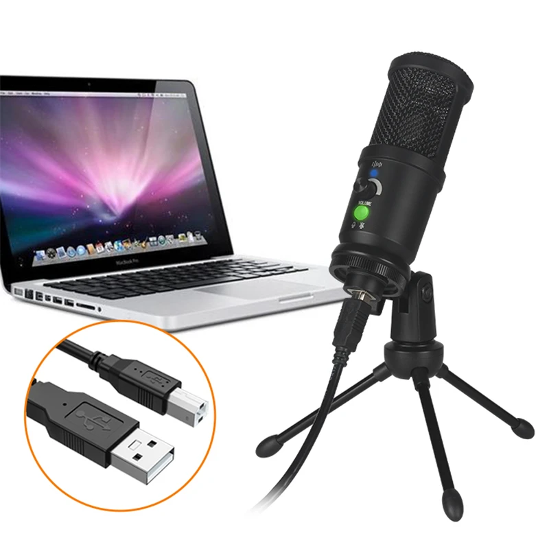 

BM-66 USB Microphone Condenser Recording Microphone with Stand and Ring Light for PC Karaoke Streaming Podcasting for Youtube