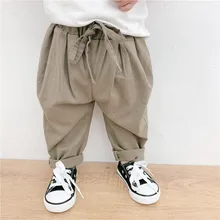 Летние новые стильные детские льняные брюки в Корейском стиле повседневные брюки для мальчиков