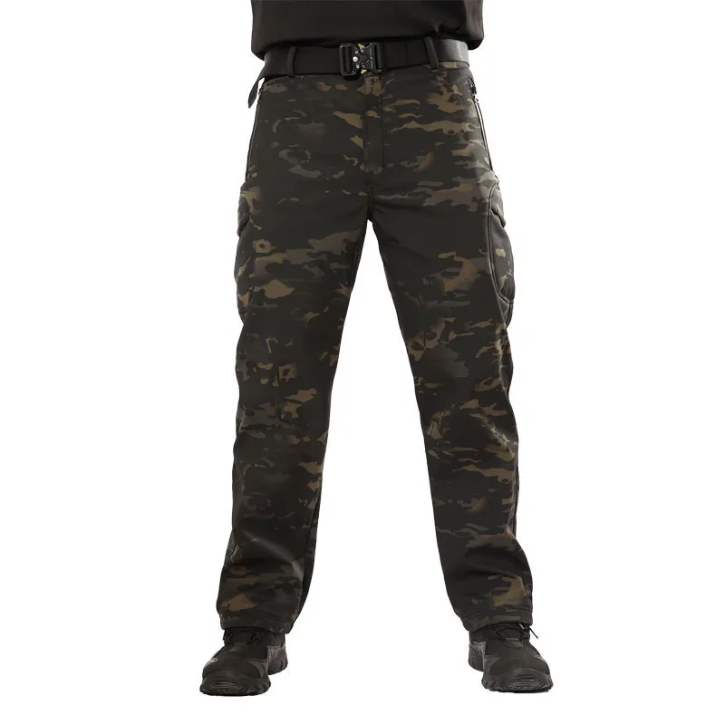 Зимние флисовые тактические штаны из мягкой кожи акулы, военные камуфляжные штаны, мужские водонепроницаемые теплые камуфляжные армейские штаны 3XL