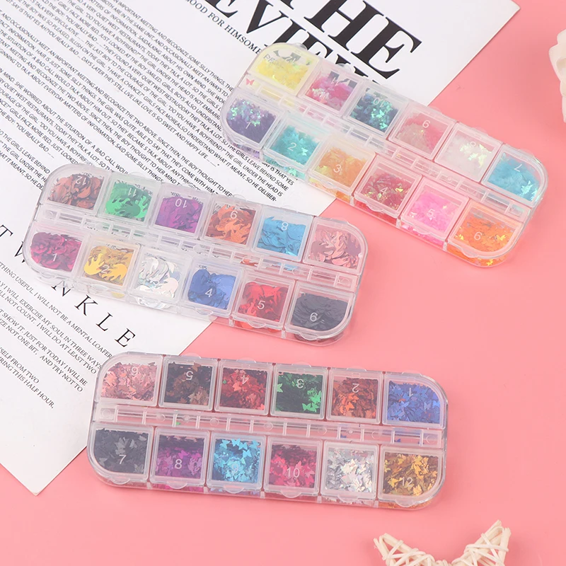 Sparkly Butterfly Nail Sequins Mixed Colors Nail Holographic Glitter 3D Flakes Slices Art Accessories