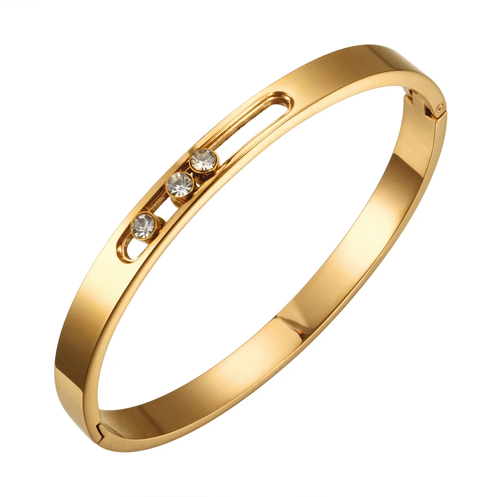 CZ Golden Stainless Steel Woman Bangle Bracelet Crystal Rhinestones Sliding Wedding Party Band Wristband Jewellery Gift bangle bracelet crystal bracelets stainless steel bracelet