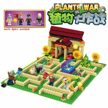 

Garden Maze Plants Vs Zombies Struck Game Dropshipping Building Blocks Bricks Toys for Kids Like Figures Model