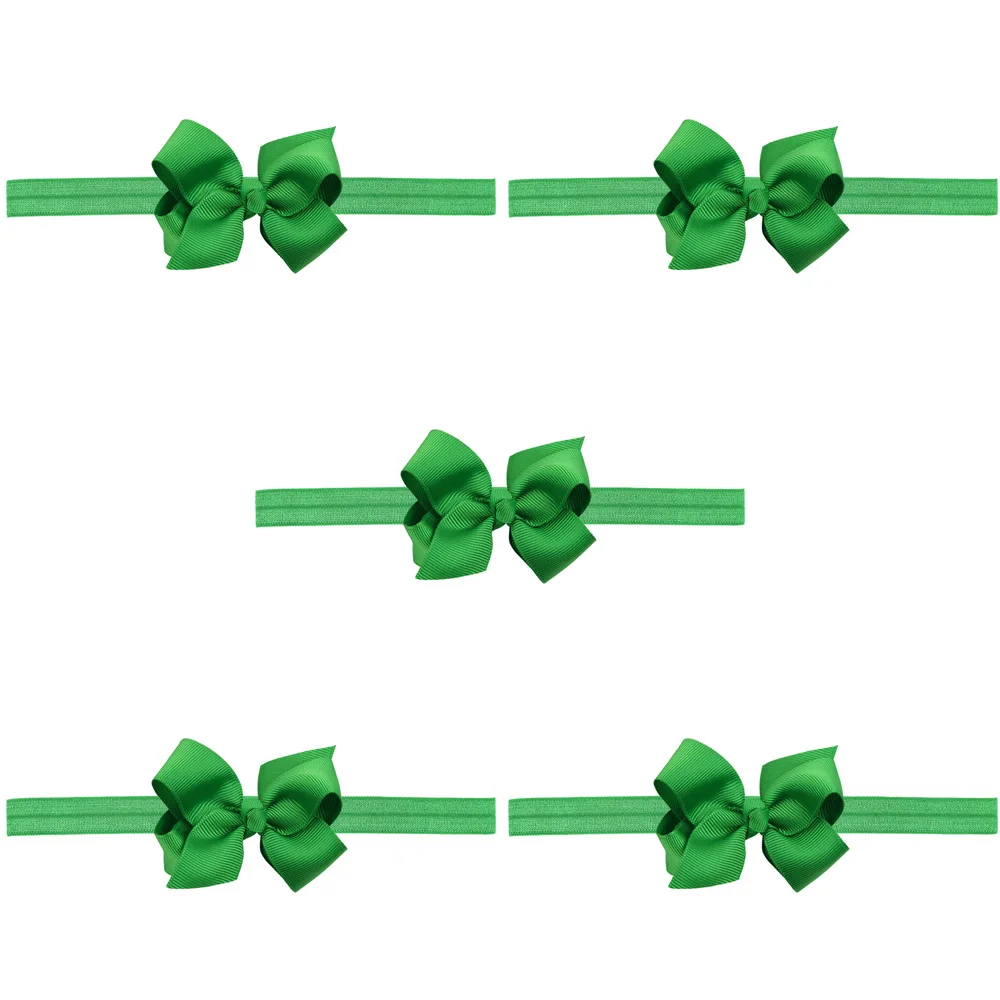 Medium Green-5 PCS 5 шт., Детская повязка для волос с бантом, эластичная повязка на голову, аксессуары для волос для маленьких девочек, HATWO1020 - Цвет: Medium Green-5 PCS