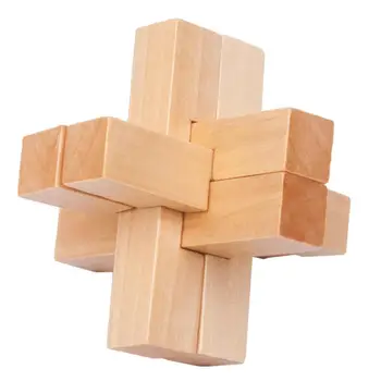 

2019New Design IQ Brain Teaser Luban Lock 3D Wooden Burr Puzzles Game Toy Bamboo Small Size For Adults Kids