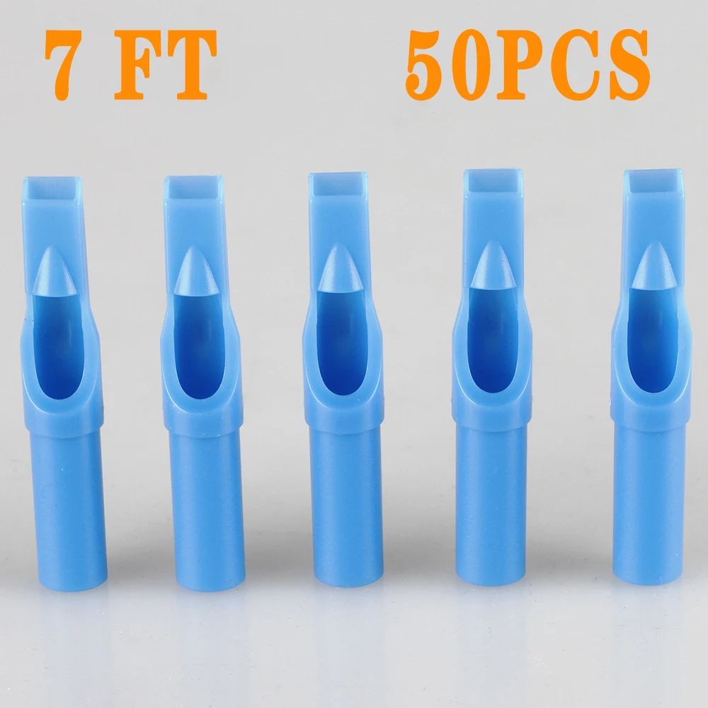 50Pcs 5/7/9/11/13/15FT Plastic Disposable Tattoo Nozzle Tips Disposable Sterile Needle Tube Tattoo Machine Flat Needle Tips - Номер модели: 7FT