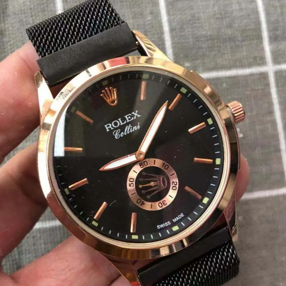 

Rolex- Men's quartz watch Top brand luxury stainless steel contracted men's fashion timing men's sports watch32