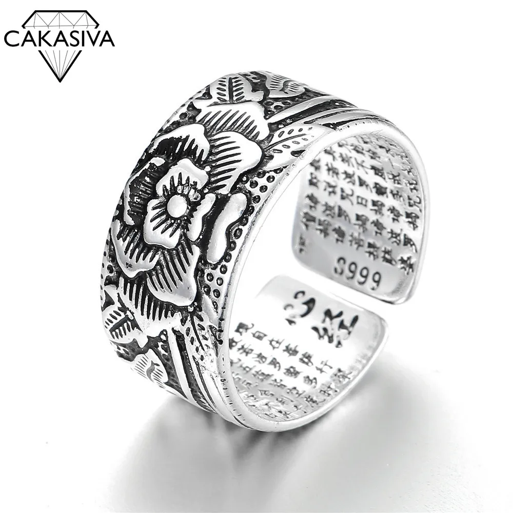 

Lotus Heart through the Ring Buddhist retro to the precepts six-character truth precepts Taiyin Proverbs Silver Rings
