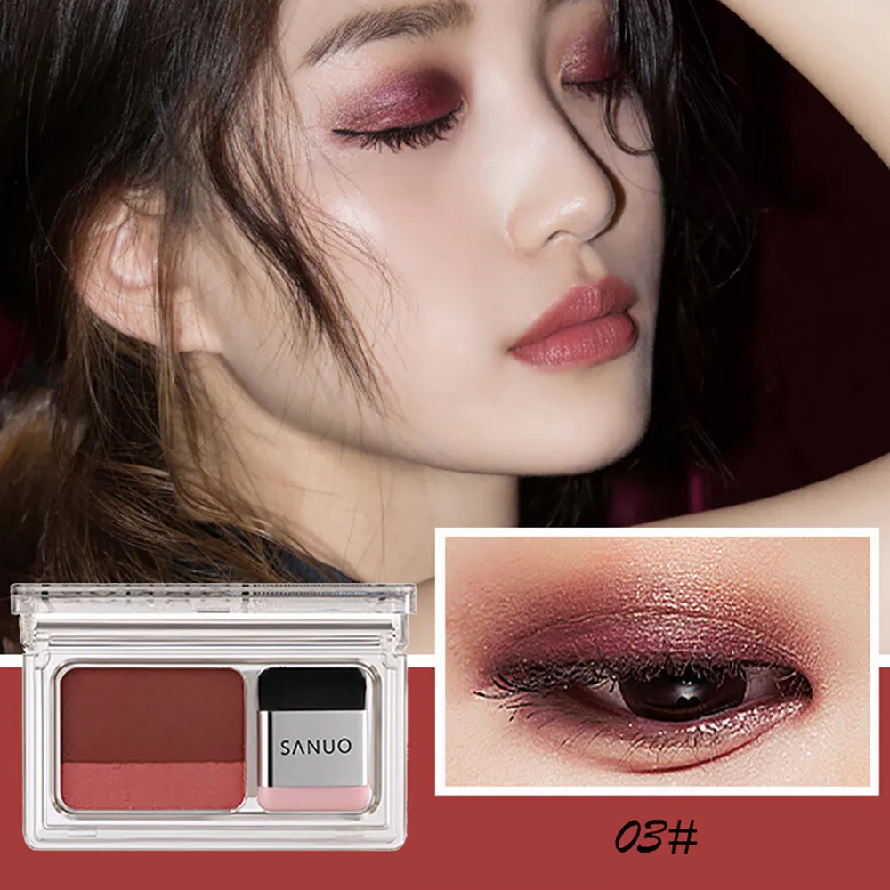Макияж тени для век 2 цвета Lazy Eye Shadow Powder Rainbow Shimmer Makeup beauty Shadow Профессиональные Тени для век - Цвет: C