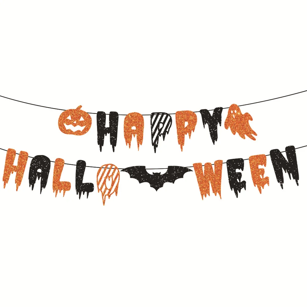 

2021 Year Happy Halloween Banner Garland Halloween Decorations for Home Hanging Ornament Decorations Kids Child Favors Creative