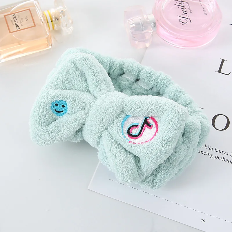 Winter Letter OMG Headbands for Women Girls Bow Wash Face Turban Makeup Elastic Hair Bands Coral Fleece Hair Accessories