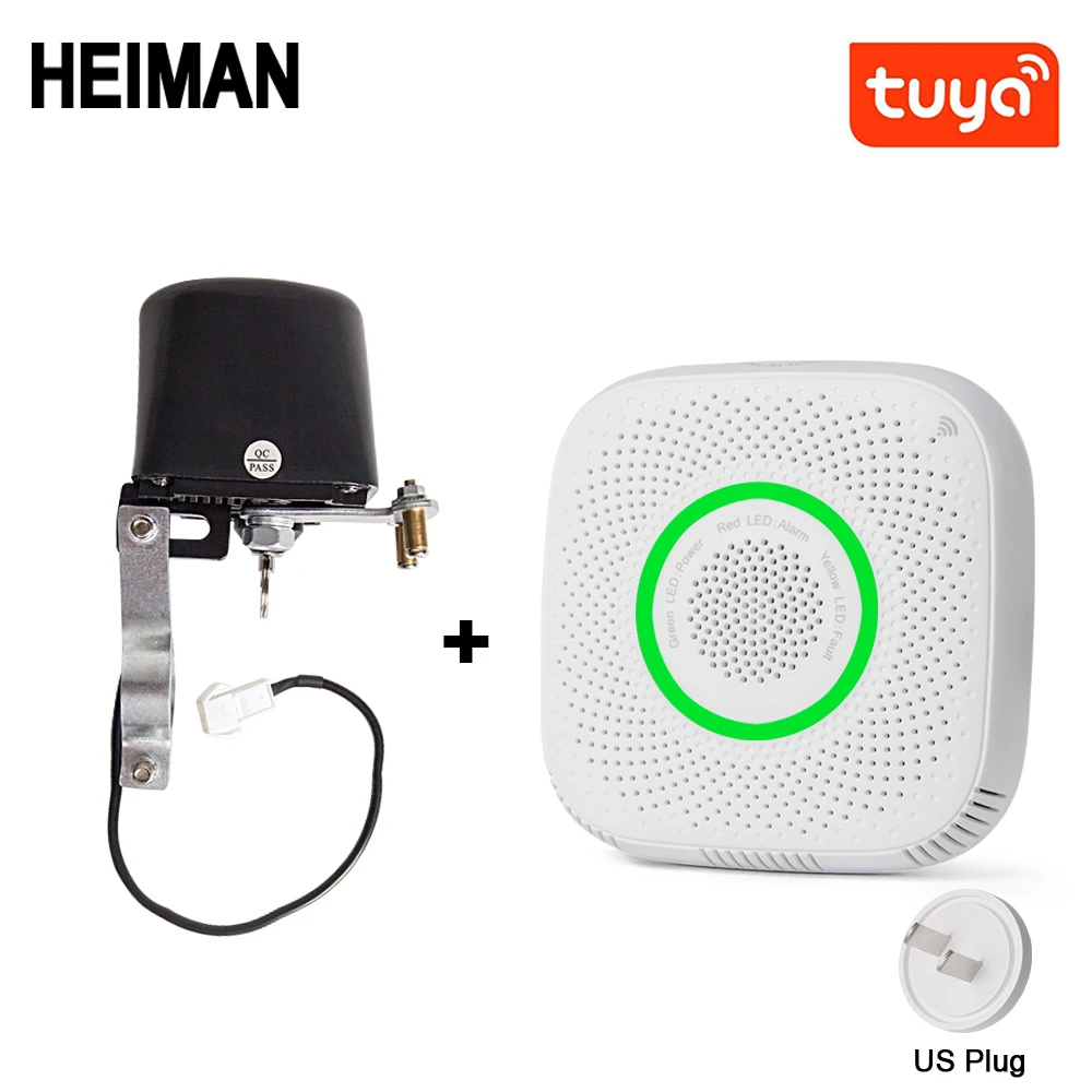 Tuya WiFi датчик утечки газа LPG сигнализация детектор пожарной безопасности приложение контроль безопасности умный дом датчик утечки - Цвет: US PLUG