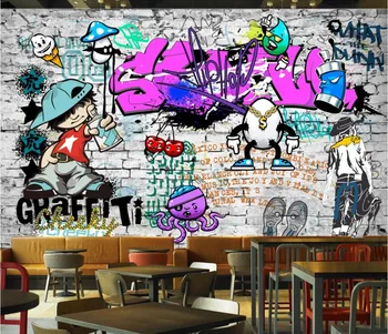 

CJSIR Wallpaper Custom Mural Wallpaper Fashion Street Art Graffiti Hip-hop Brick Wall Decoration Decorative Wallpaper Decors 3d