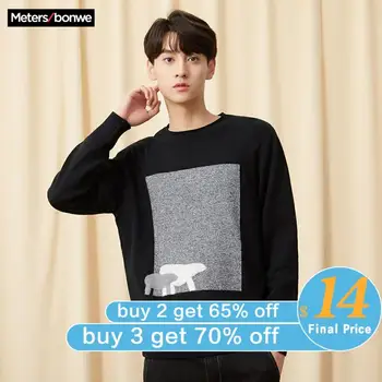 

Metersbonwe Cotton Sweater Men Autumn Fashion Long Sleeve Knitted Panelled Color Men Cotton Sweater High Quality Clothes