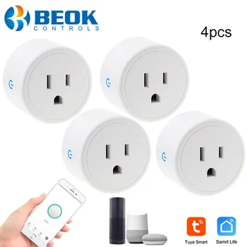 

4 Pcs WiFi US Mini Socket Plug Switch Extender Remote Outlet Adaptor Smart Home with Timer Tuya Smart Life Alexa Google Home