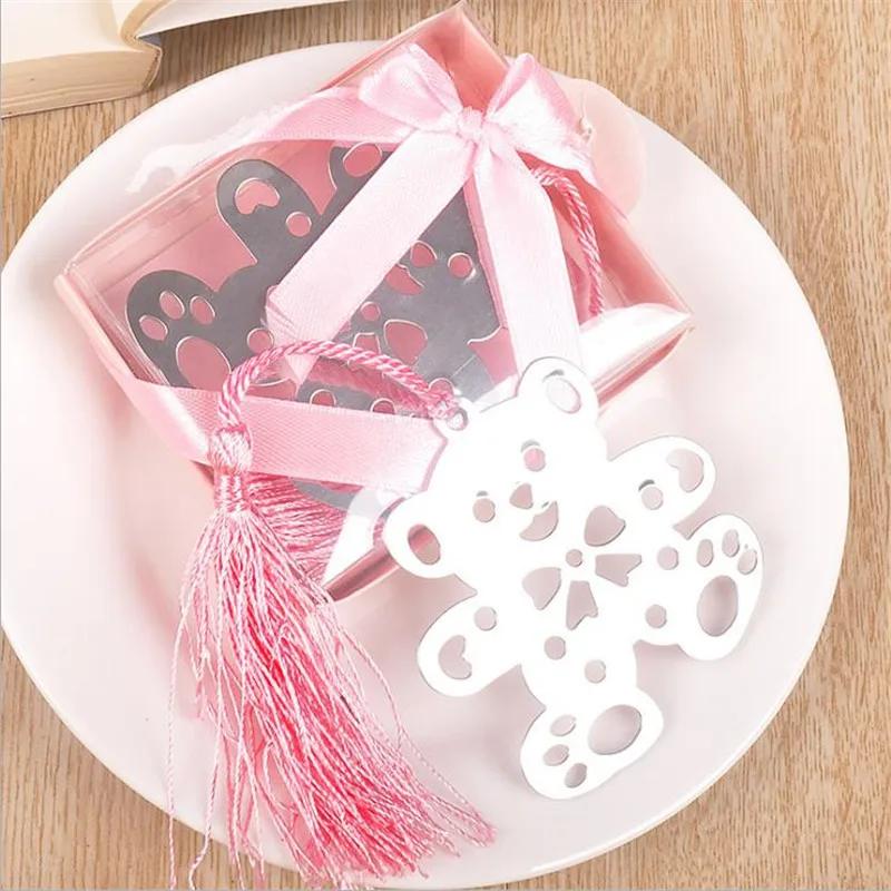 50pcs Bear Teddy tasselbookmarks Kids Baby Shower Regalos De Boda ParaLos invitados Wedding Favors and Gifts For Guest