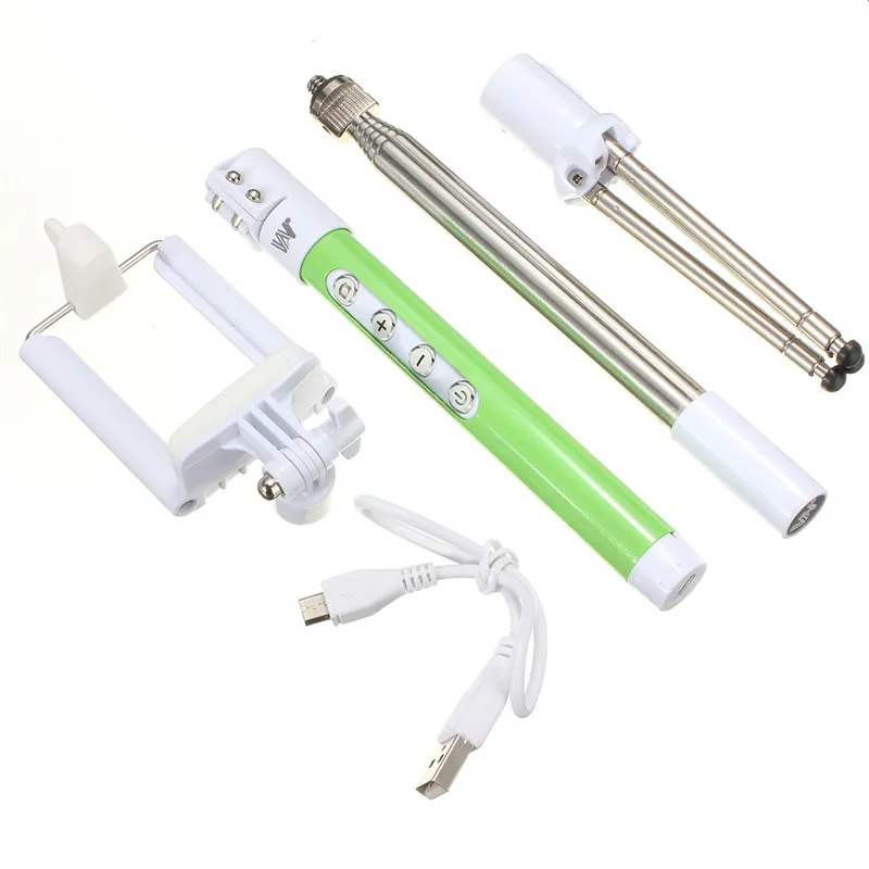 5In1 bluetooth Wireless Remote Selfie Stick Handheld Monopod Shutter Remote Extendable Mini Tripod For IOS/Android Phones - Цвет: Зеленый