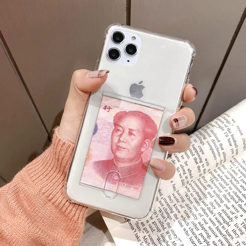 Lovebay прозрачная защита, подушка безопасности чехол для телефона для iPhone 11 Pro Max ID Card противоударный мягкий ТПУ чехол для iPhone 11 чехол - Цвет: TR