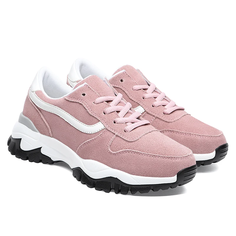 pink Guciheaven/Новинка; модная женская обувь из вулканизированной кожи; цвет черный, розовый; женские повседневные кроссовки на шнуровке; студенческие вечерние спортивные туфли - Цвет: pink