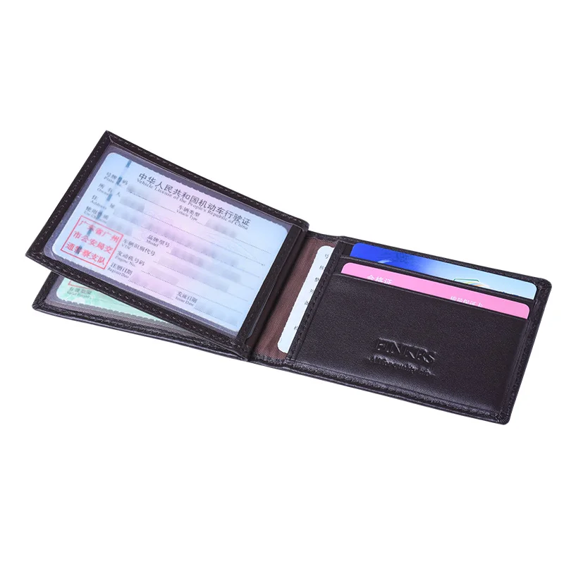 Мужской держатель для водительских прав из натуральной кожи, высококачественный чехол для кредитных карт, держатель для карт из натуральной воловьей кожи, тонкий кошелек для удостоверения личности - Цвет: 4 card bag  Brown