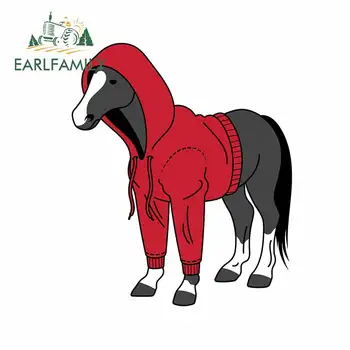

EARLFAMILY 13cm x 10.9cm for Clothes Horse Red Car Stickers Cartoon Windows Decal Anime Windshield Occlusion Scratch Decoration