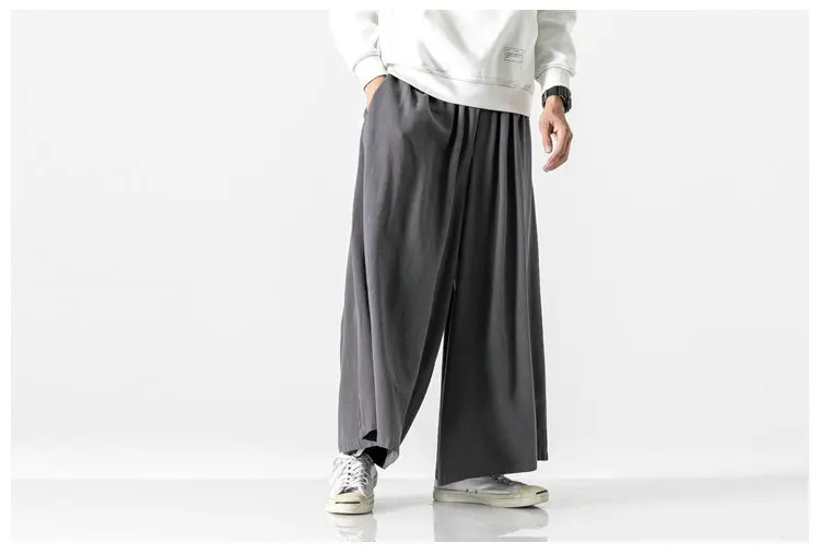 Autumn Men’s Causal Baggy Pants Fashion Solid Color Jogging Pants Men Cotton Loose Traditional Wide Leg Pants Woman Dropshipping mens harem joggers