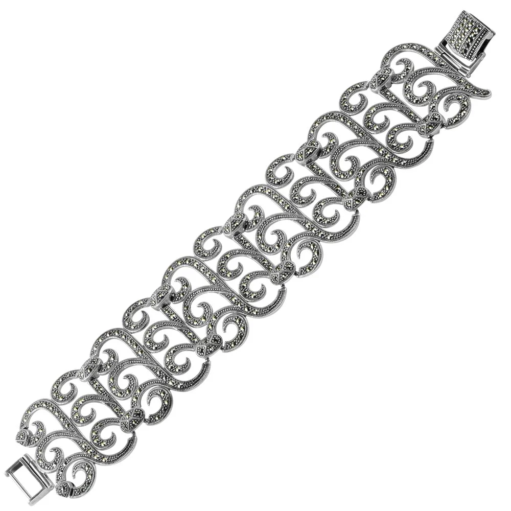 925 пробы серебряный браслет из марказита