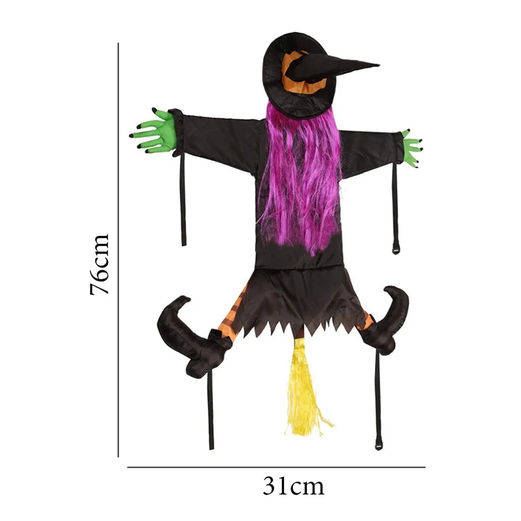 Хэллоуин Висячие куклы ведьмы Голосовое управление Опора анимированные призрак страшная езда метла настенные Висячие вечерние украшения для дома игрушки