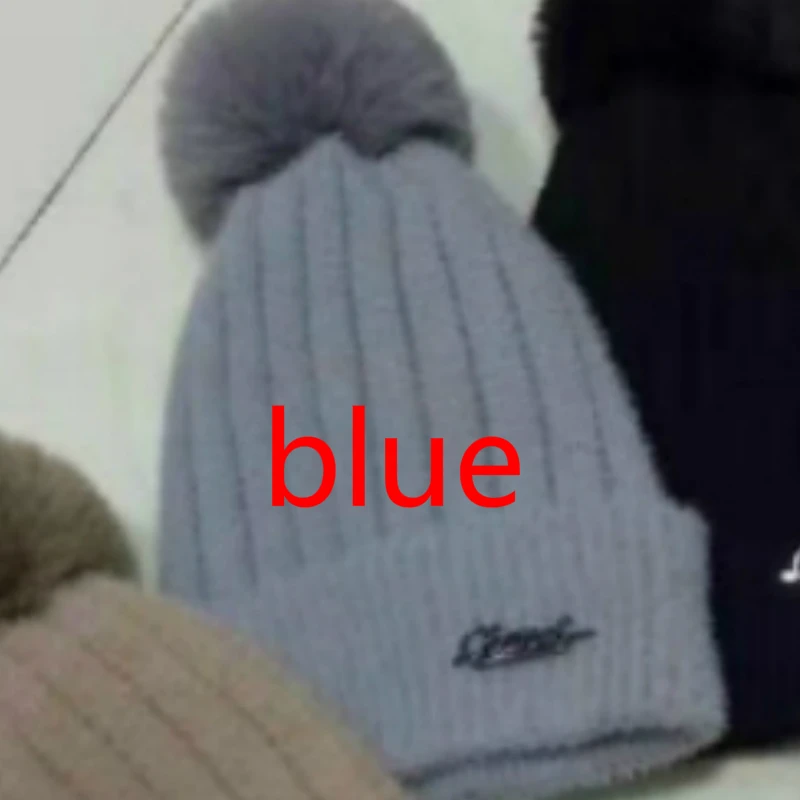 2019-blue Шапка из кроличьего меха, шерстяные шапки, японские яркие зимние, бархатные, теплые, вязаные, одноцветные, дикие, повседневные, головные уборы - Цвет: 2019-blue