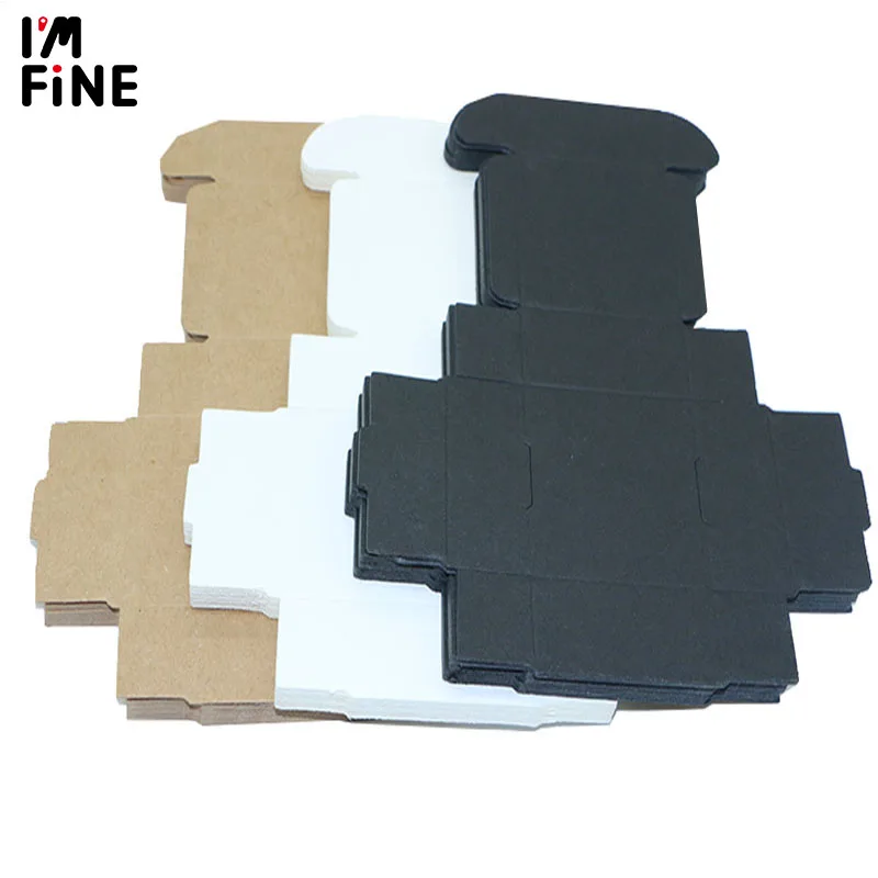 

10pcs Black kraft paper craft box small white soap cardboard paper packing/package box brown candy gift jewelry packaging box