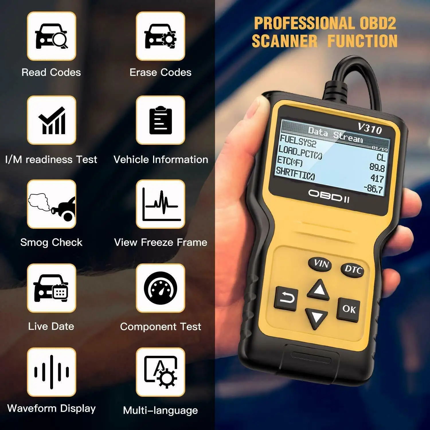 V310 V1.1 считыватель кодов OBDII/EOBD OBD OBDII автомобильный диагностический инструмент obd2 сканер automotriz easydiag 16 pin VS ELM 327 V1.5