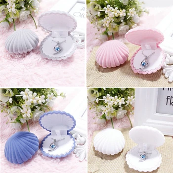 

Sea Shell Shape Jewelry Box for Earring Ring Necklace Display Storage Organizer Gift